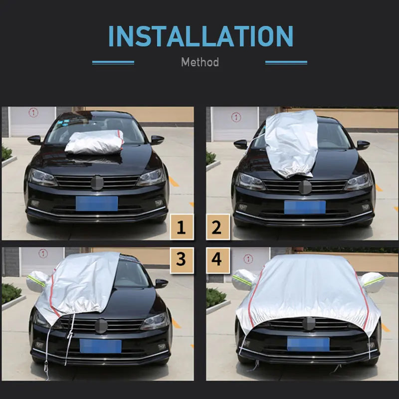 SEAMETAL Universal Half Car Covers Indoor Outdoor Dustproof Snowproof Waterproof Protection Cover Cars for Sedan Suv Sun Shades