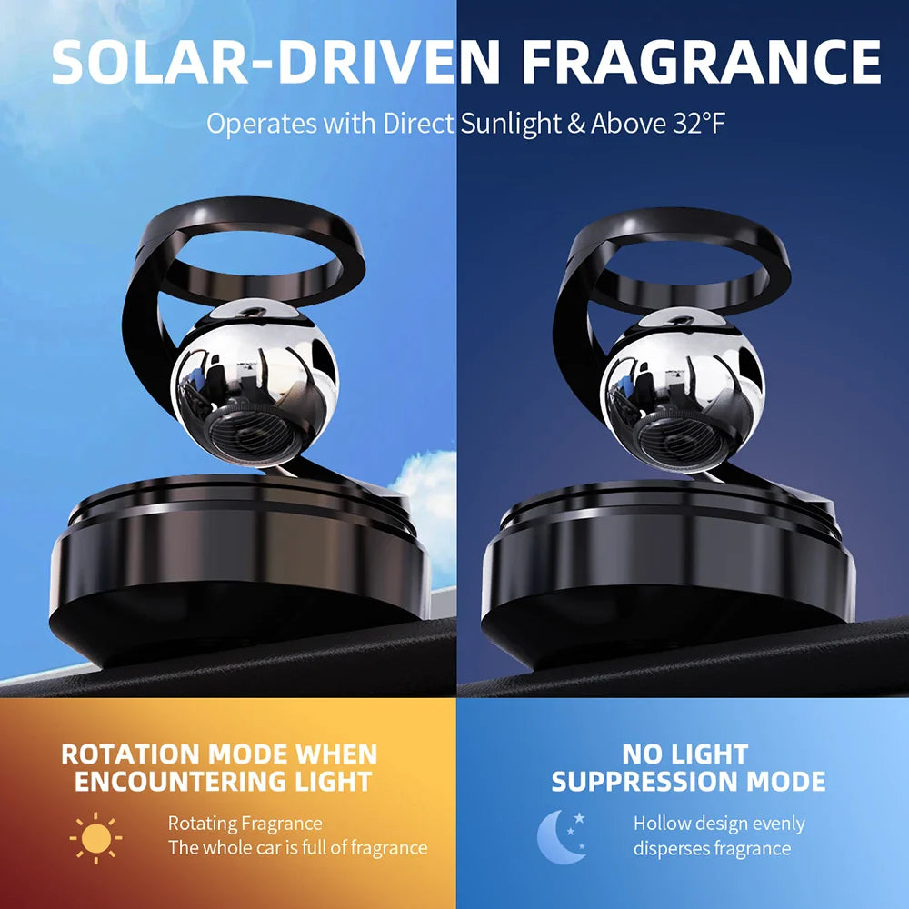 Solar Energy Car Air Freshener Solar Rotation Suspension Auto Fragrance Accessories Perfume Diffuser Men And Women