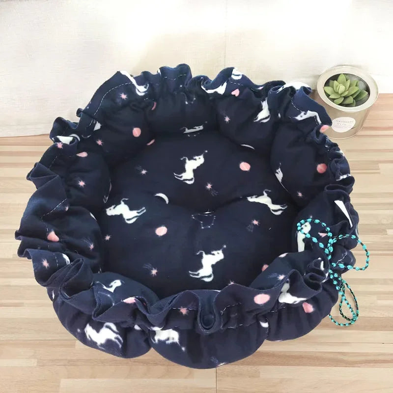 Round Cat Bed Plush House Long Pet Bed For Cats Cushion For Dogs Mat Warm Home Washable Dog Sofa Soft Sleeping Pet Accessories