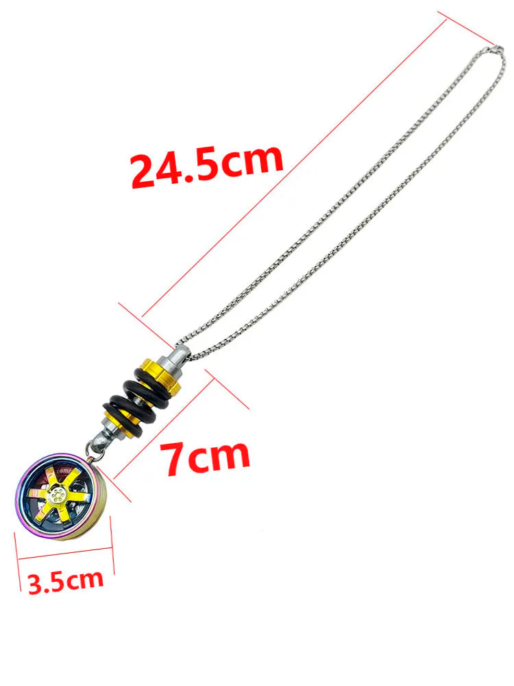 New car mirror rearview pendant auto interior creative wheel hub brake shock absorber racing modify zinc alloy mirror decor car