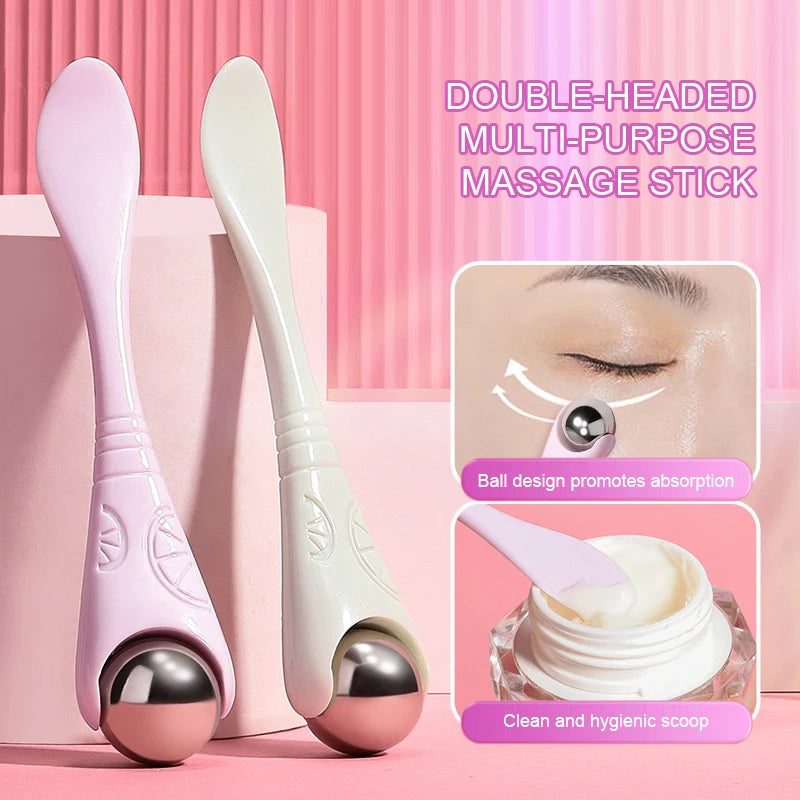 1pcs Double-headed 360° Roller Ball Eyes Massager Multi-purpose Reduce Eye Lines Massage Stick Eye Cream Scooping Skin Care Tool