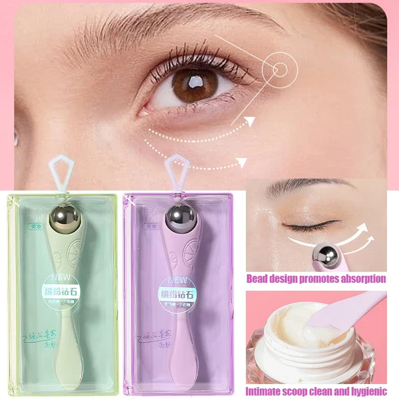 1pcs Double-headed 360° Roller Ball Eyes Massager Multi-purpose Reduce Eye Lines Massage Stick Eye Cream Scooping Skin Care Tool