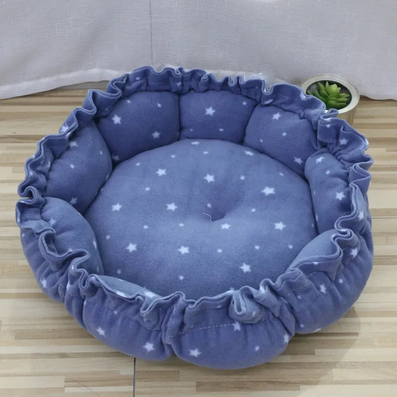 Round Cat Bed Plush House Long Pet Bed For Cats Cushion For Dogs Mat Warm Home Washable Dog Sofa Soft Sleeping Pet Accessories