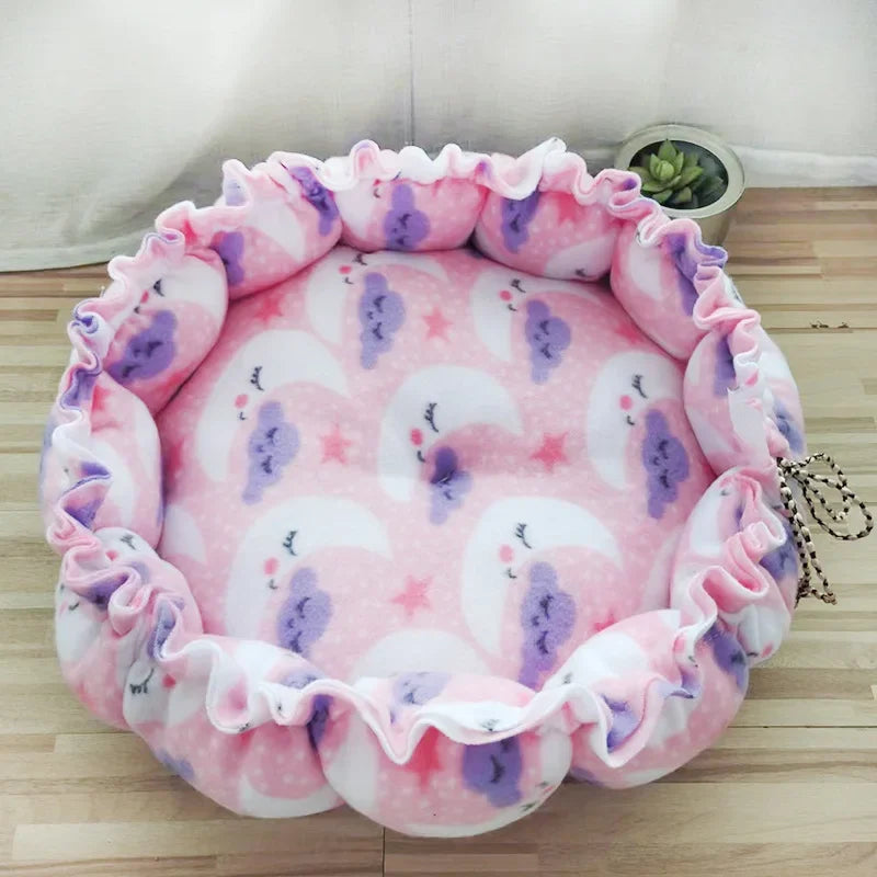 Round Cat Bed Plush House Long Pet Bed For Cats Cushion For Dogs Mat Warm Home Washable Dog Sofa Soft Sleeping Pet Accessories